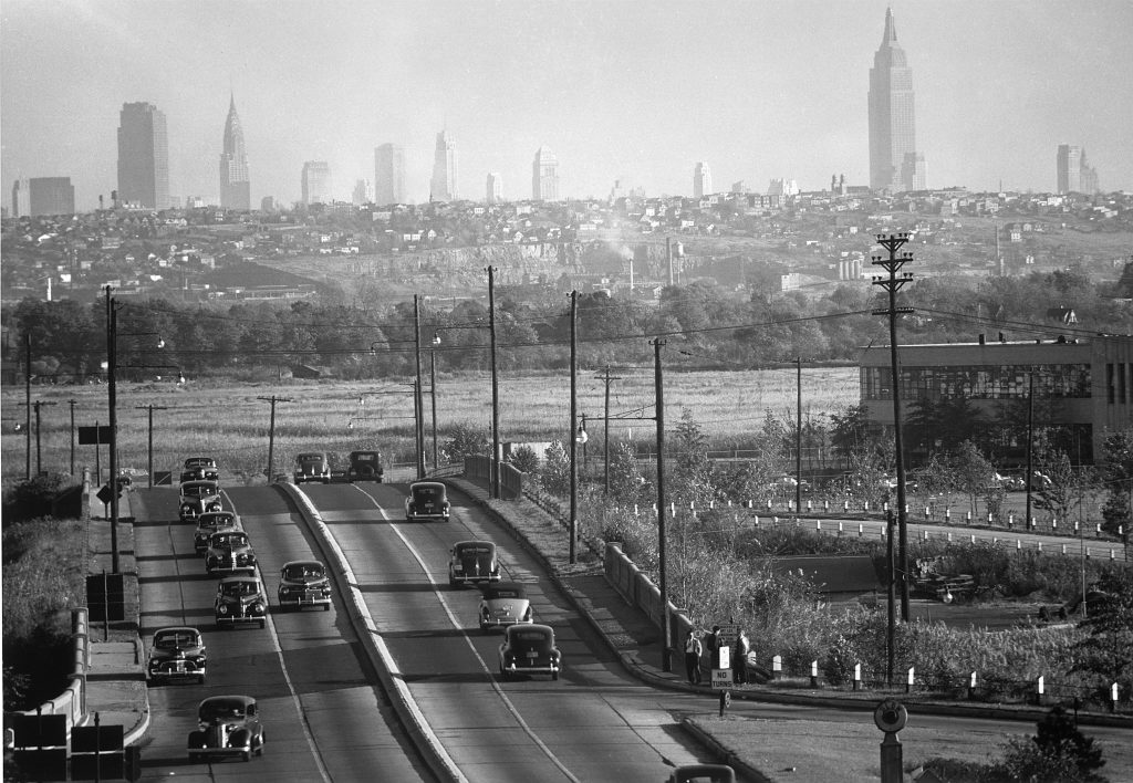 Andreas Feininger-View of New York City skyline from Bendix, NJ, 1940s